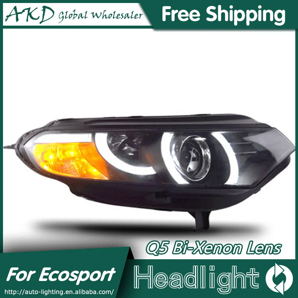 AKD автомобильный Стайлинг для Ford Ecosport фары Evoque Desgin светодиодный фары DRL Биксеноновые линзы Высокий Низкий луч парковка противотуманная фара