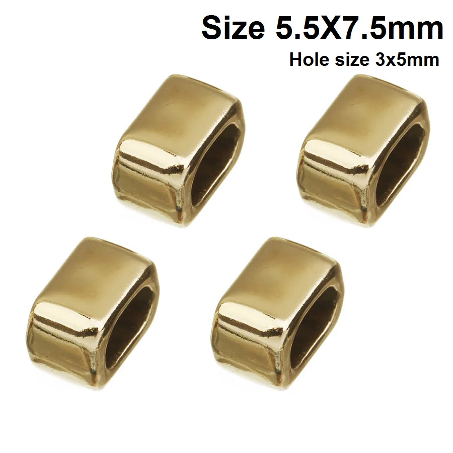 XINYAO 30pcs/lot 5.5X7.5mm Gold Color Square Shape Beads Alloy Metal Perles 3x5mm Big Hole Loose Spacer For Jewelry Making | Украшения и
