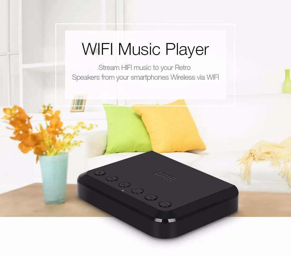 August WR320 WiFi аудиоприемник AIRPLAY+ беспроводной музыкальный адаптер для iOS и Android с мнококомнатной синхронизацией