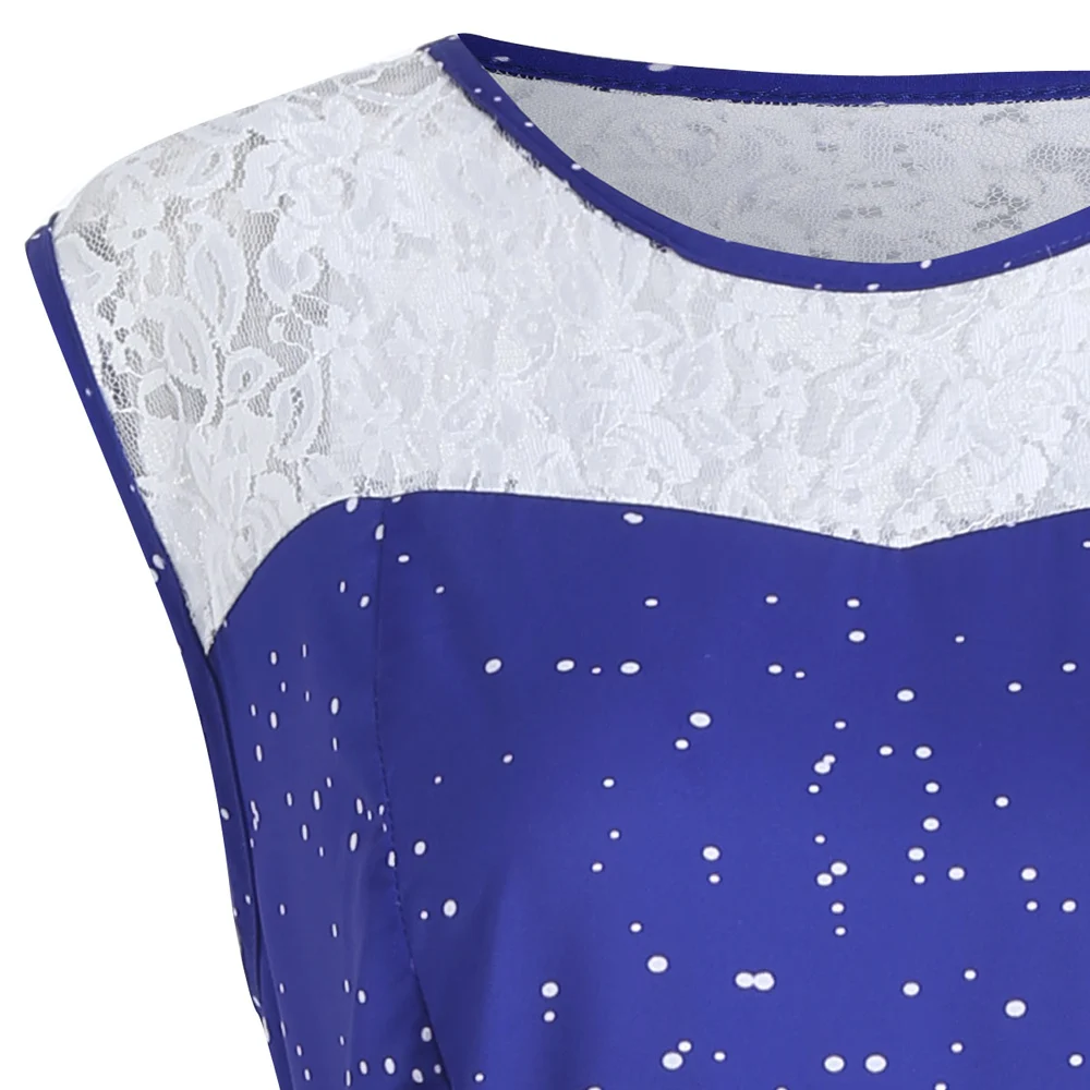 Wipalo Printed Vintage Dress Women Floral Slim Fashion Knee Length Sleeveless Lace Vestidos Christmas Dress|Женские платья| |