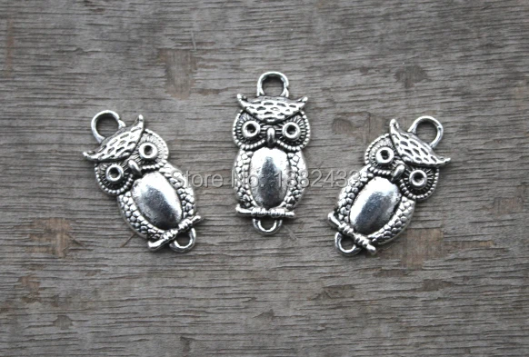 25 шт owlcharms античная тибетская Серебристая сова очарование кулон разъем 26x16mm|charm