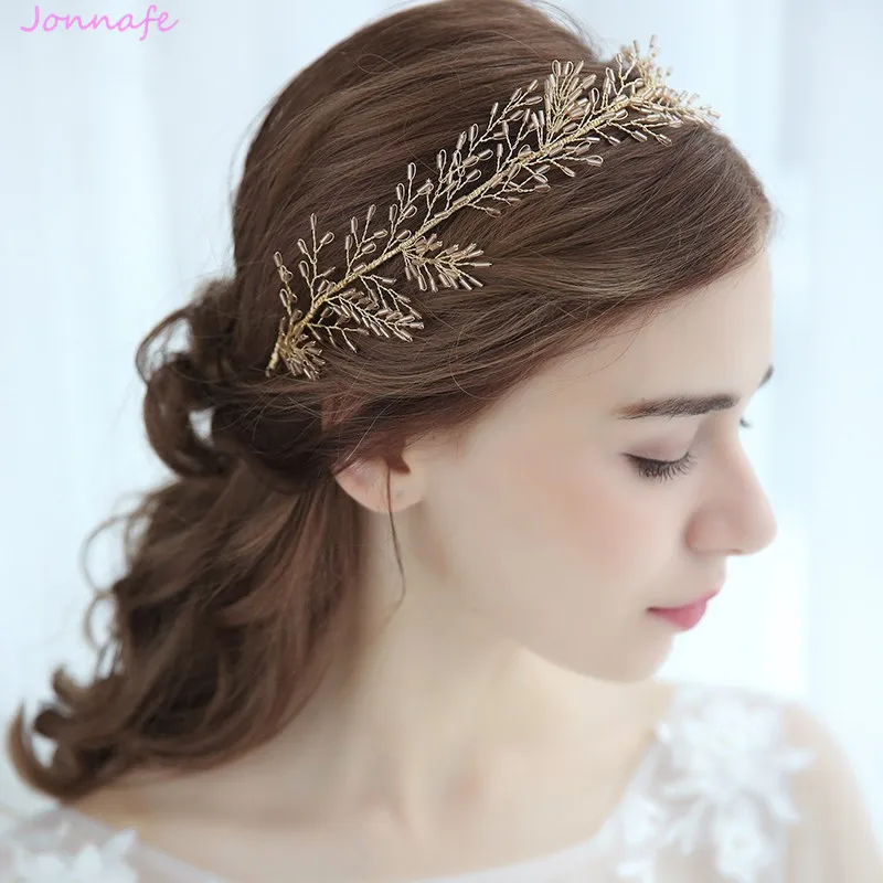 Jonnafe золотые украшения для волос из бисера повязка для волос, диадема для невесты Бохо женский головной убор ручной работы украшения для волос Свадебные аксессуары
