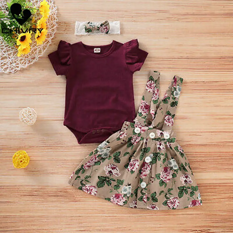 3 шт. детский цветочный комбинезон с юбкой и повязкой на голову | Мать ребенок