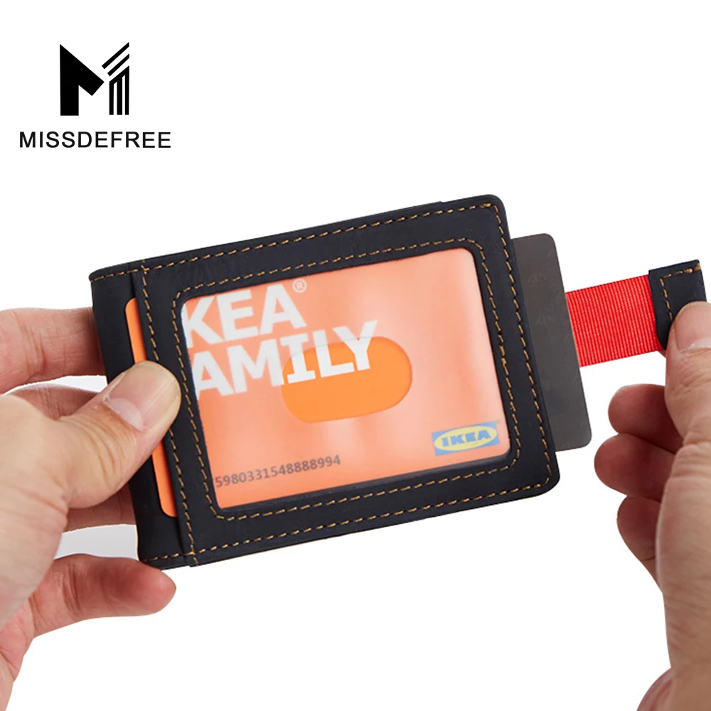 RFID Блокирование Мужские Кожаные Deluxe Весна Зажим Для Денег ID Держатель Кошелек