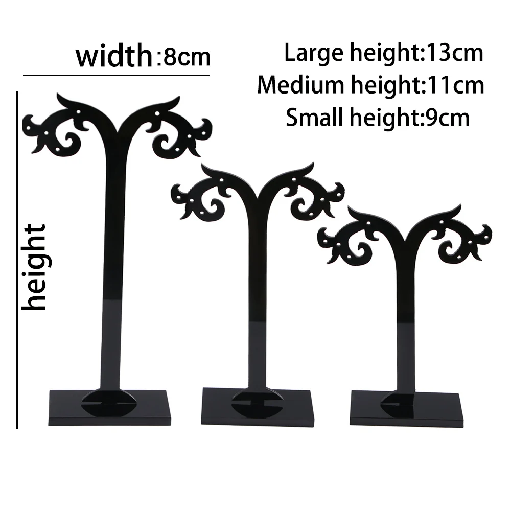 

3 Pcs Black Transparent Different Height Acrylic Earrings Display Stand Jewelry Organizer Removable Jewelry Display Accessories