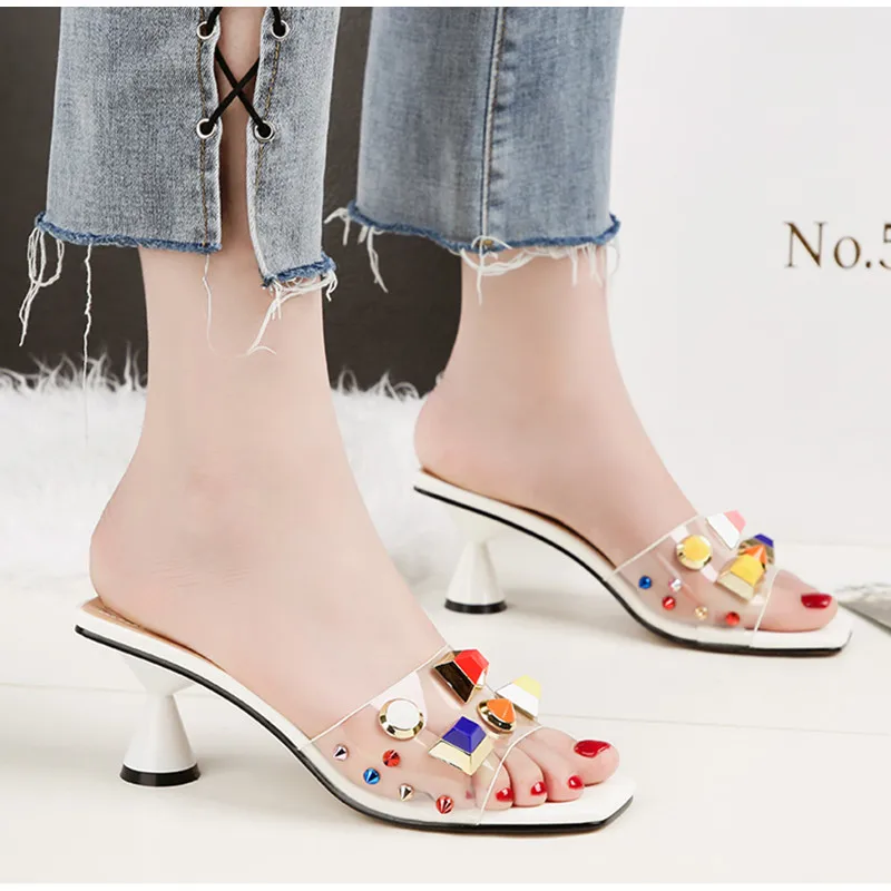 Pensamiento Summer Women Slippers High heels Sandals Fashion Candy colors Female Flip Flops Casual Vacation Jelly Shoes Woman