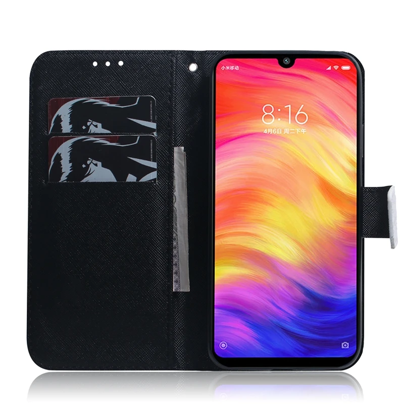 Чехол для Xiaomi Redmi Note 7 Магнитный чехол-книжка из ПУ кожи с волком и пандой Xiomi Pro