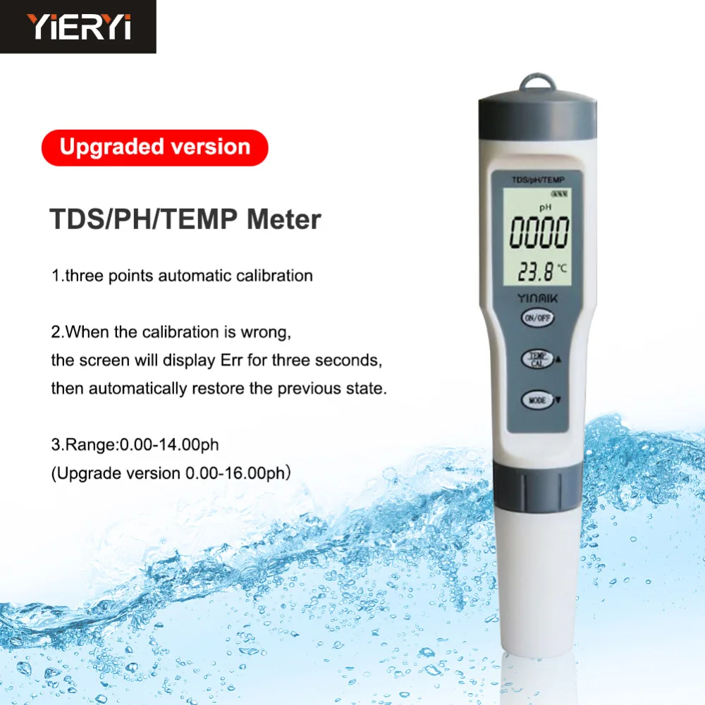 TDS/PH& TEMP 3 в 1 тестовая ручка ручной тест качества воды er для питьевой воды, лаборатории, аквакультуры, бассейна, аквариума