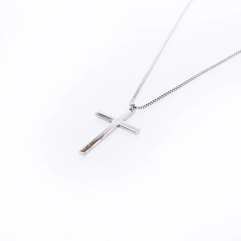 1pc Trendy Simple Cross Pendant Necklace Women Girl Kids Mini Charm Silvery Color Jewelry Crucifix Christian Ornaments|Цепочки| |