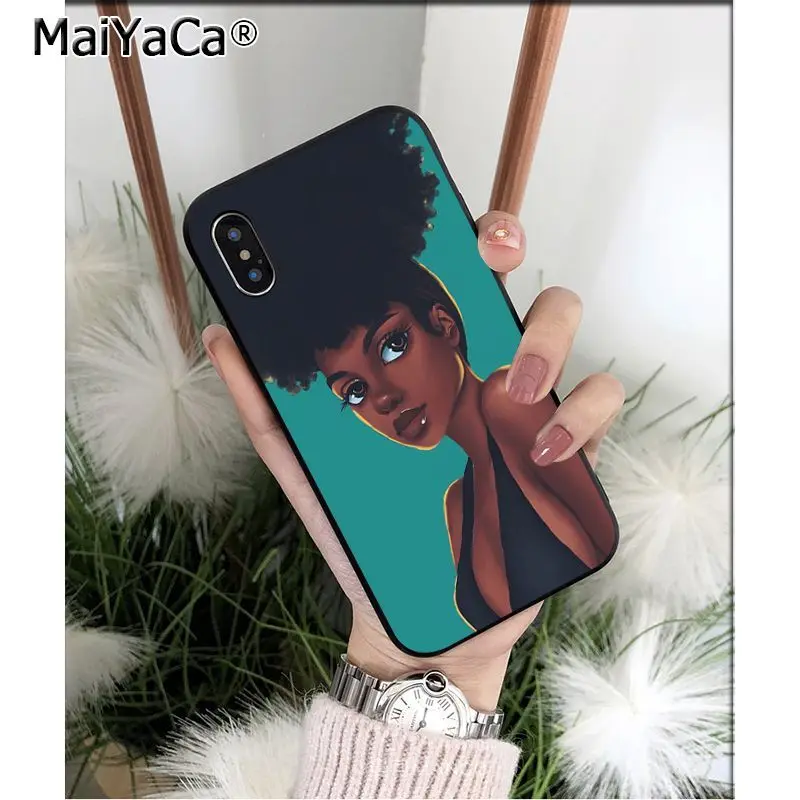 MaiYaCa красивый афро черный Девушки ТПУ Мягкие аксессуары для телефона чехол iPhone 8 7
