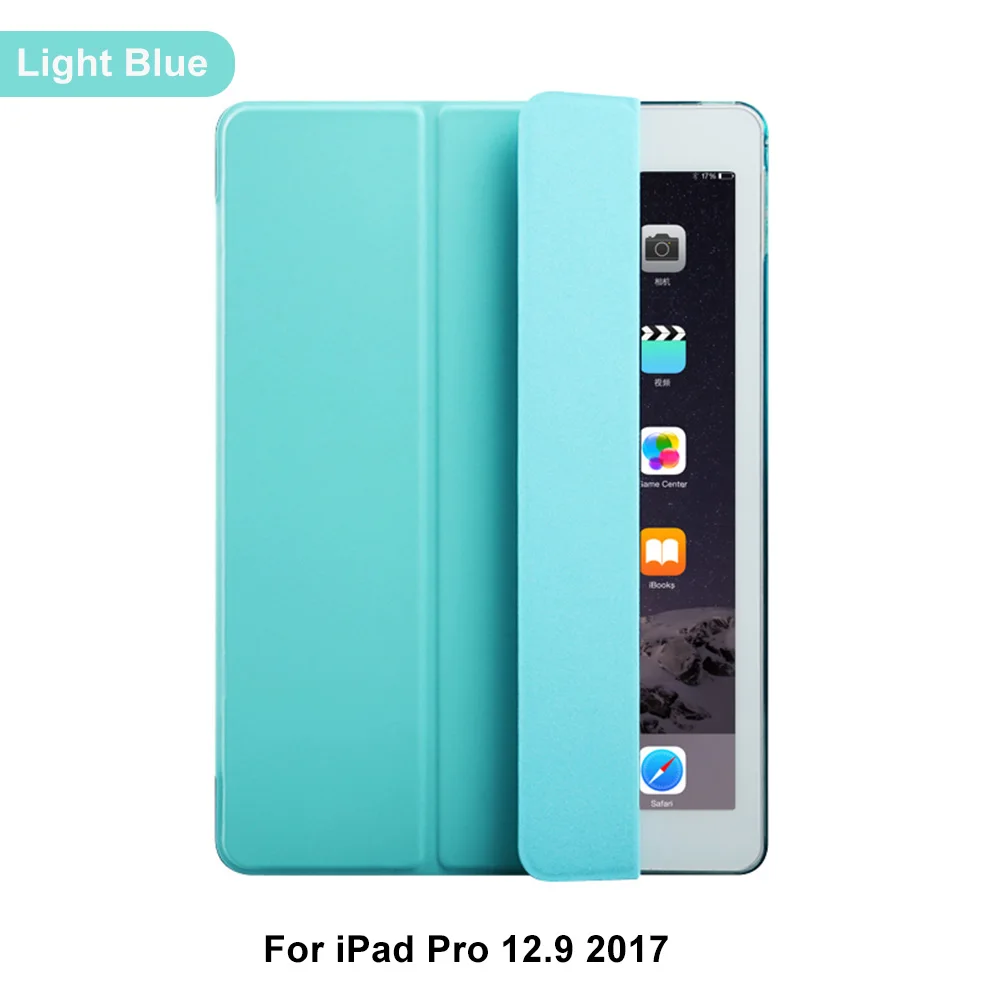 Умный чехол для Apple iPad Pro 12,9 12," из искусственной кожи чехол для планшета складной чехол-книжка с функцией автоматического пробуждения/сна - Цвет: Light Blue For 2017