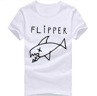 Флиппер рыба Курт Кобейн рок музыкальная группа футболки мужские хлопок Круглый