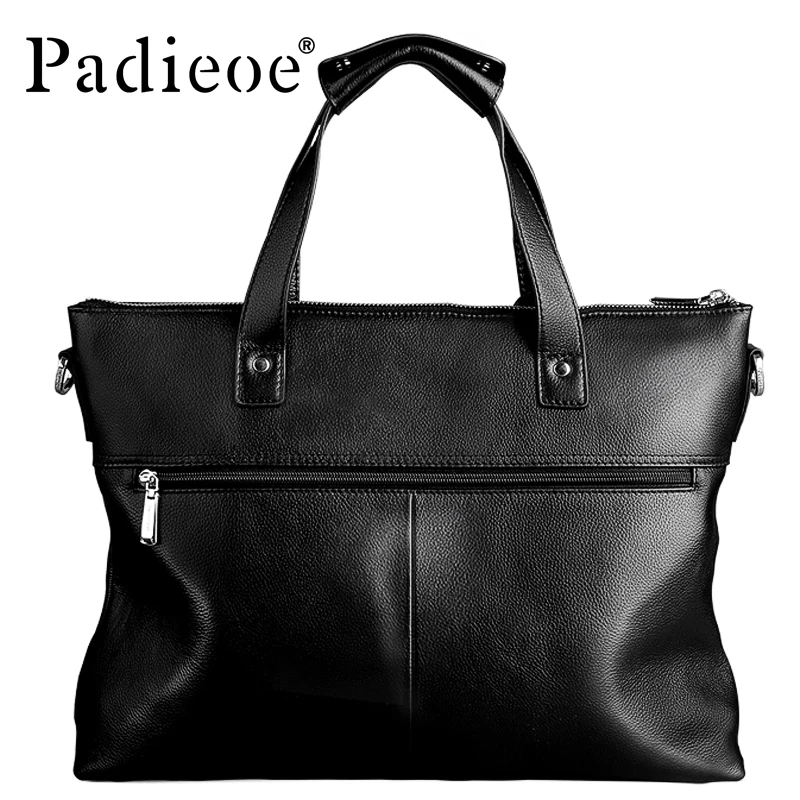 Padieoe Designer Briefcase Male Genuine Leather Mens Fashion Men Shoulder Laptop Bags Portfolio Bag Business | Багаж и сумки