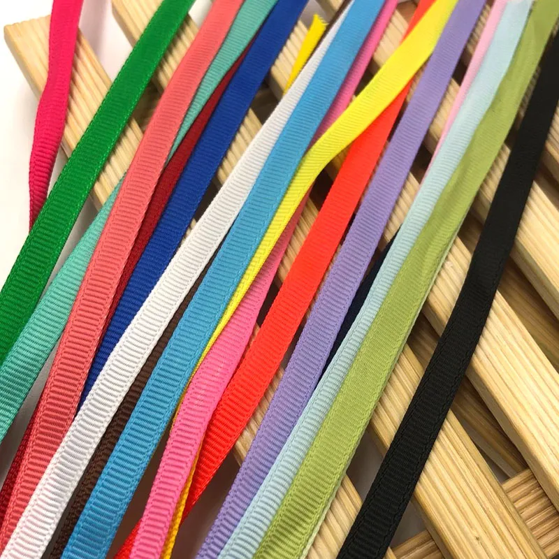 

8 ярдов 6 мм Ширина 100% полиэстер сплошной цвет простой Grosgrain ленты