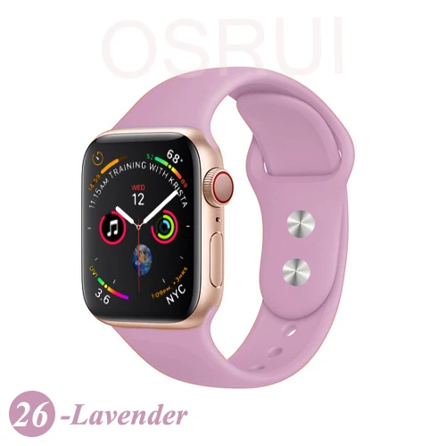 26-Lavender Спортивный силиконовый ремешок для apple watch band 4 44 мм 40 мм iwatch band 42 мм 38 мм ремень для браслета apple watch series 5 4 3 2 аксессуары - Цвет ремешка: 26-Lavender