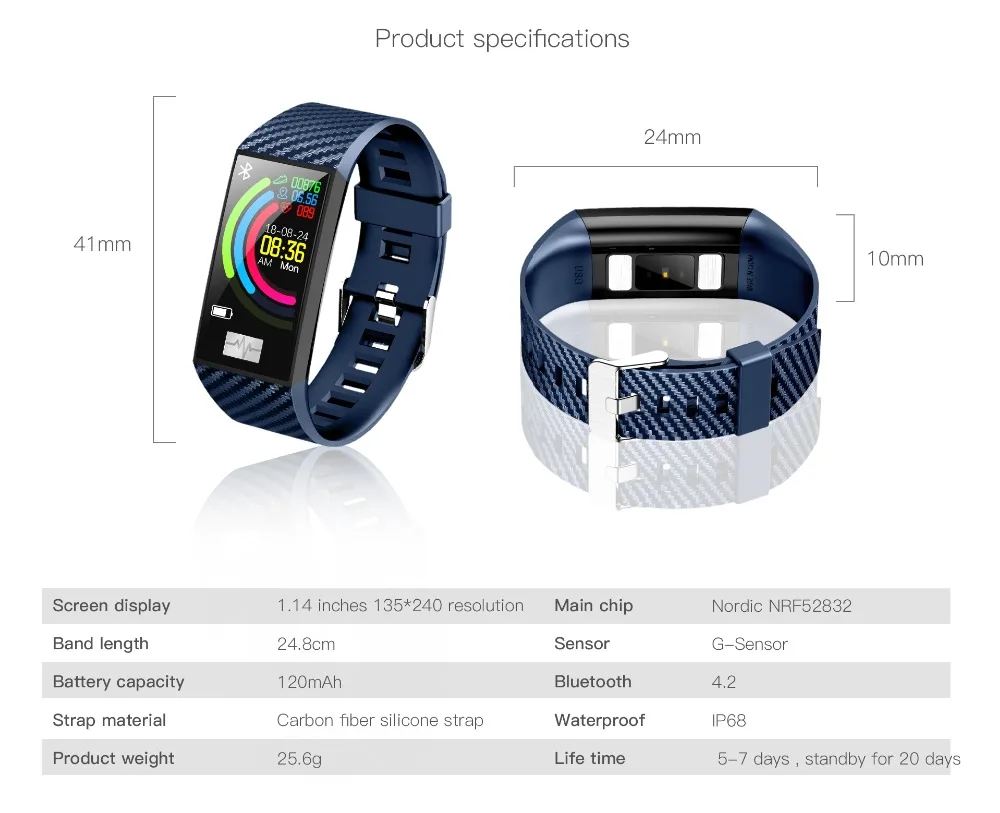 696 DT58 Смарт IP68 Водонепроницаемый монитор сердечного ритма 1 14 дюймов ips большой