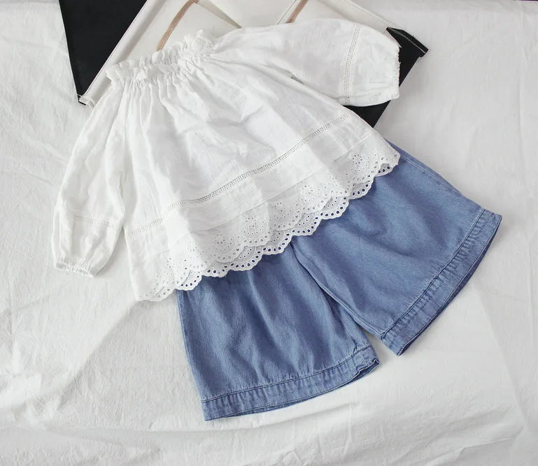 2019 Весенняя блузка для маленьких девочек льняная одежда с оборками