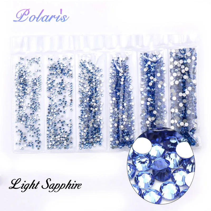 Light Sapphire Polairs блестящее стекло SMC 6 разных размеров стразы с плоской задней частью без горячей фиксации для шитье стразами ткань для одежды Стразы для дизайна ногтей камень - Цвет: Light Sapphire