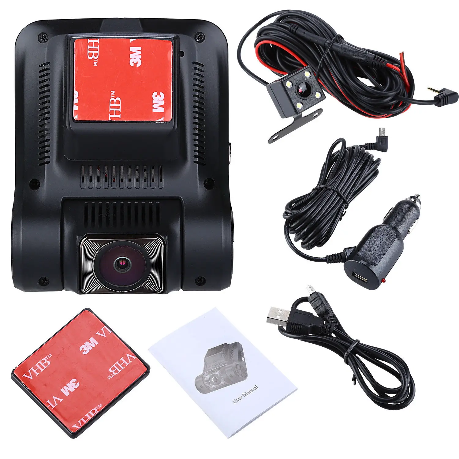 Blueskysea 2 45 ''Двойной объектив тире Камера HD 1080 P WI FI Vehical Видеорегистраторы для