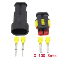 100 sets 2 pin amp 1 5 connectorswaterproof electrical wire connector dj7021 1 5 car part20 16awg automobile