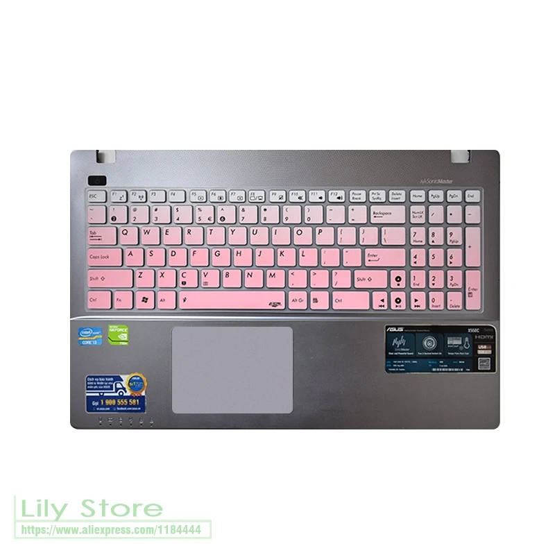 fadepink Силикон для Asus X556U A55X A56C A73 A550X A550C A550Jk A550La550Dp A555Ld Y581 Y582 15 дюймов Клавиатура ноутбука кожи протектор - Цвет: fadepink