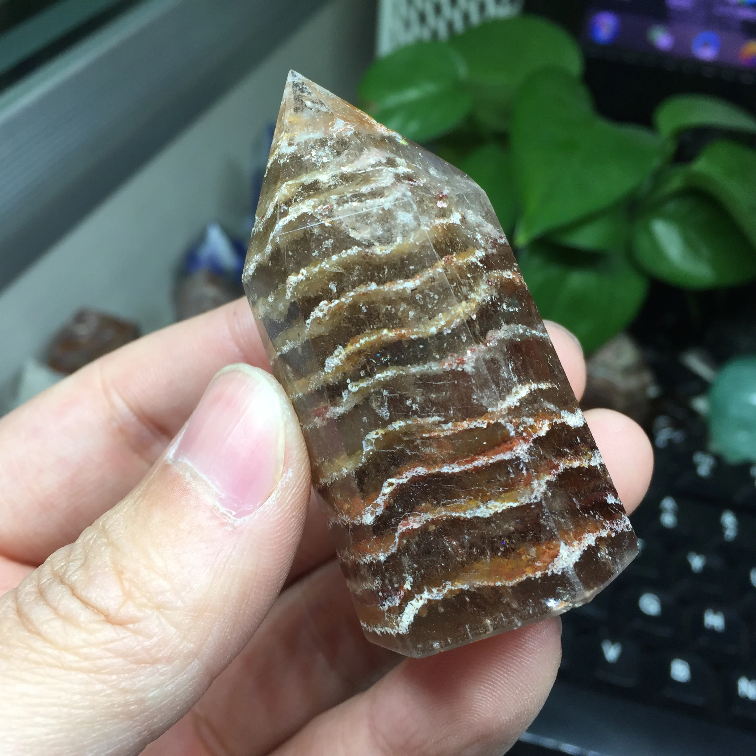 76 г натуральный заживляющий Кристальный зеленый Phantom Quartz Wand Украшение камень #