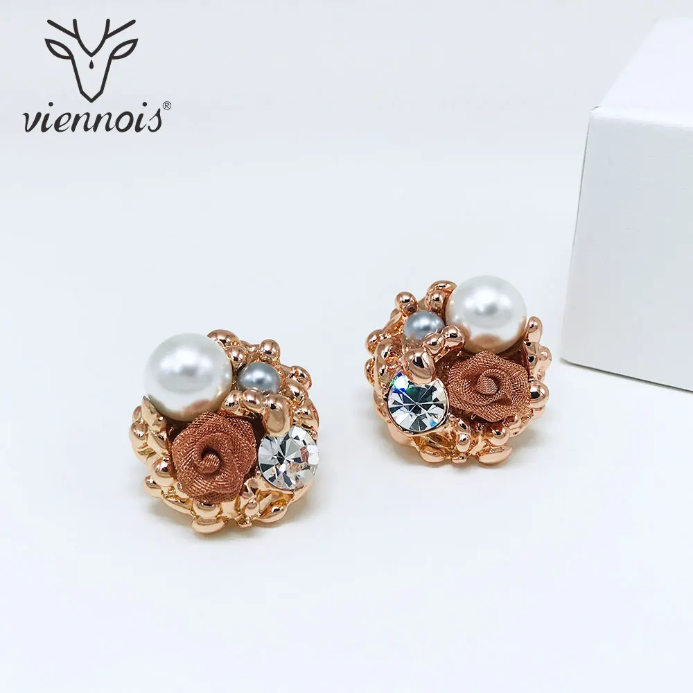 Viennois ожерелье с искусственным жемчугом, набор для женщин, розовое золото и серебро, цинковый сплав, цветок, свадьба, проложенный, для невесты, циркон, ювелирное изделие