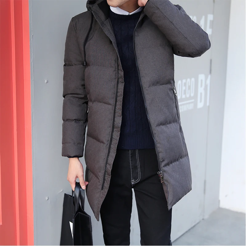 Мужской пуховик на белом утином пуху с капюшоном Зимняя Толстая теплая куртка