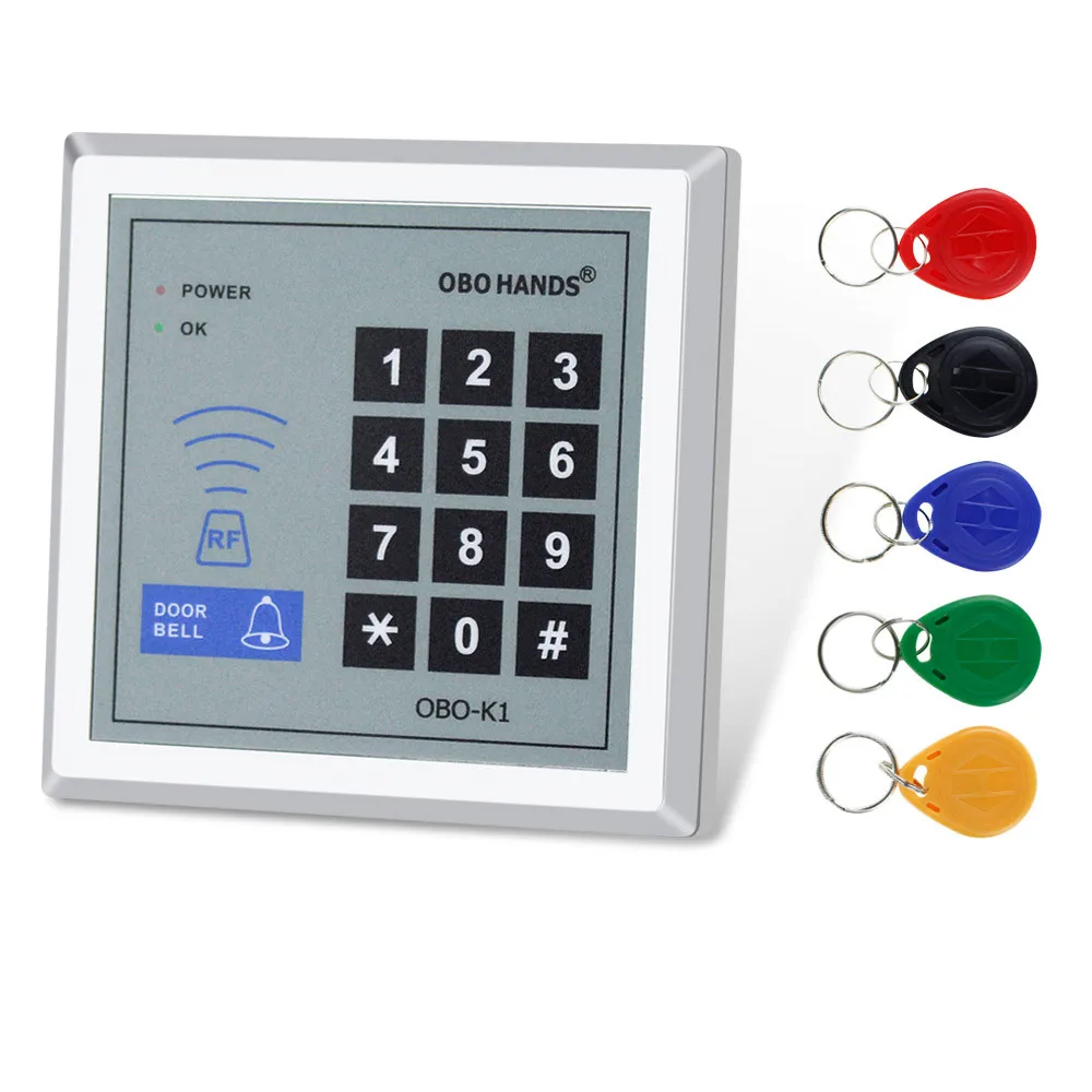 keypad with keys OBO HANDS rfid Клавиатура система контроля допуска к двери комплект Электрический магнитный электронный дверной замок+ блок питания+ 5 шт брелоков полный комплект - Цвет: keypad with keys