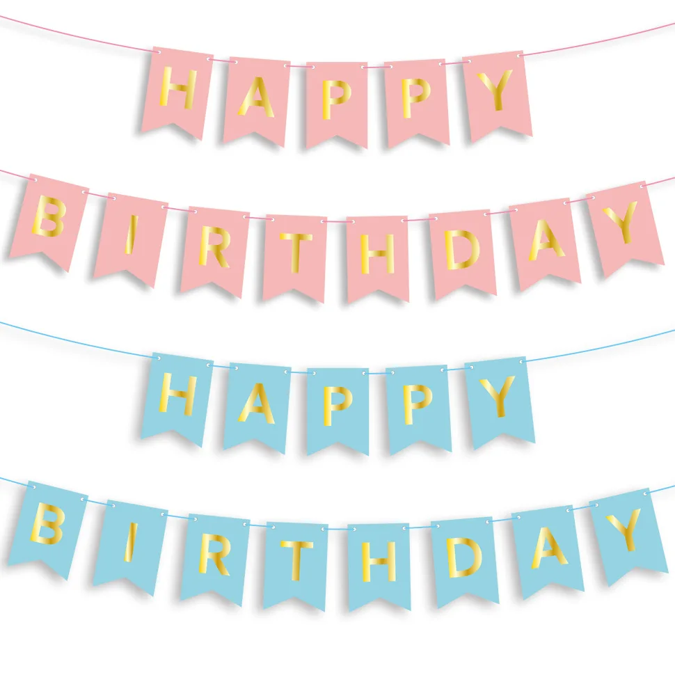 

Happy Birthday Pink/Blue Paperboard Card Letter Banner Baby Shower Decoration Birthday Party Decoration Supplies