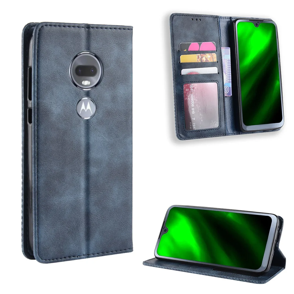 Кожаный винтажный Чехол бумажник для Motorola Moto G7 G 7 защитная задняя крышка телефона
