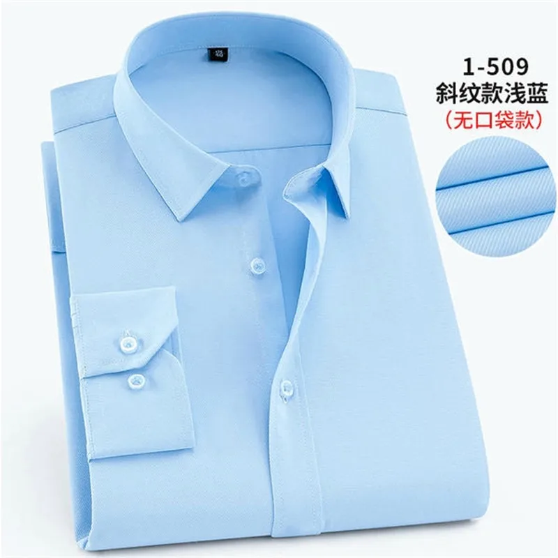 1-509 Новинка, мужские рубашки,, одноцветные, размера плюс, 8XL, облегающие, хлопок, длинный рукав, мужская повседневная рубашка, весна, осень - Цвет: 1-509