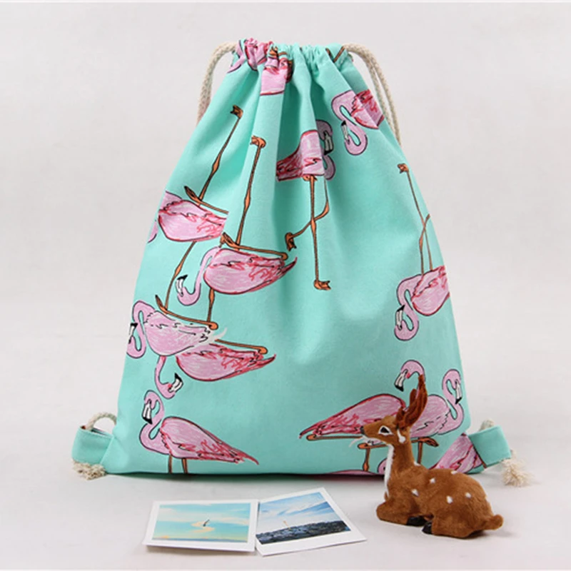 Фламинго печать Drawstring спортивная сумка дорожная Открытый Отдых езда рюкзак