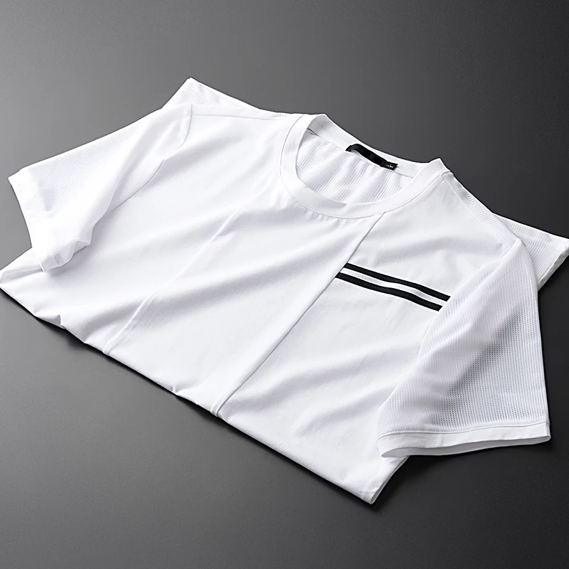 Мужская футболка Minglu белая с коротким рукавом и закругленным воротником летняя