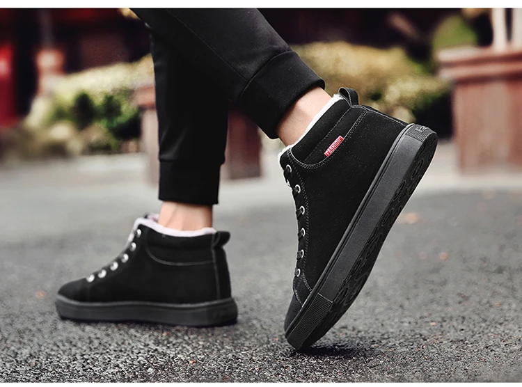 JINTOHO Big Size Black Mens Winter Shoes Fashion Men Winter Boots Ankle Warm Snow Boots For Men Casual Snow Shoes For Men