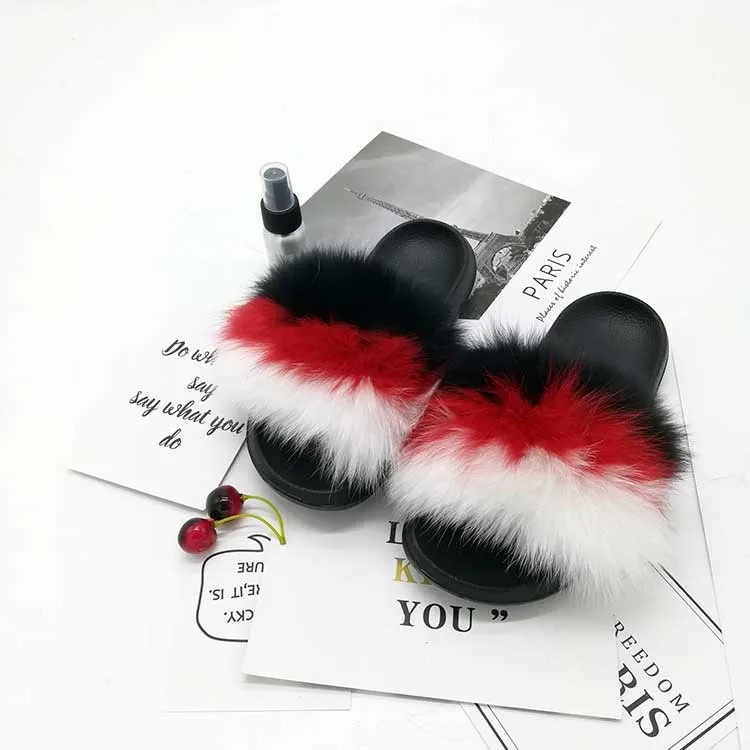 Шлепанцы женские меховые теплые сандалии плоская подошва плюшевые сланцы для