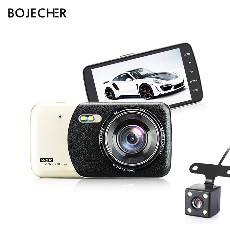 Автомобильный видеорегистратор 4 дюйма Автомобильная камера FHD 1080 P двойной