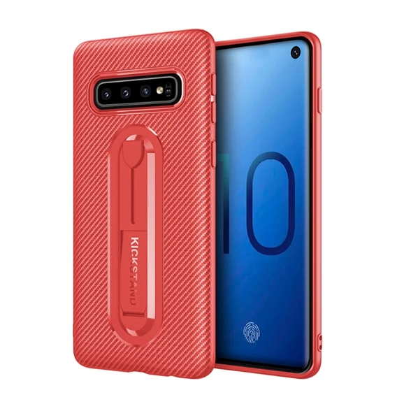 Чехол с-ку из углеродного волокна с подставкой мягкий чехол ТПУ для Samsung Galaxy S10 S10E