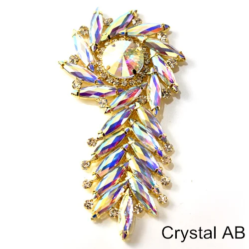 Crystal AB 4 формы, 1 шт., цветные стразы с кристаллами AB, аппликация, пришитые стразы, Золотое дно для украшения шляпы, свадебное платье B1213 - Цвет: Crystal AB