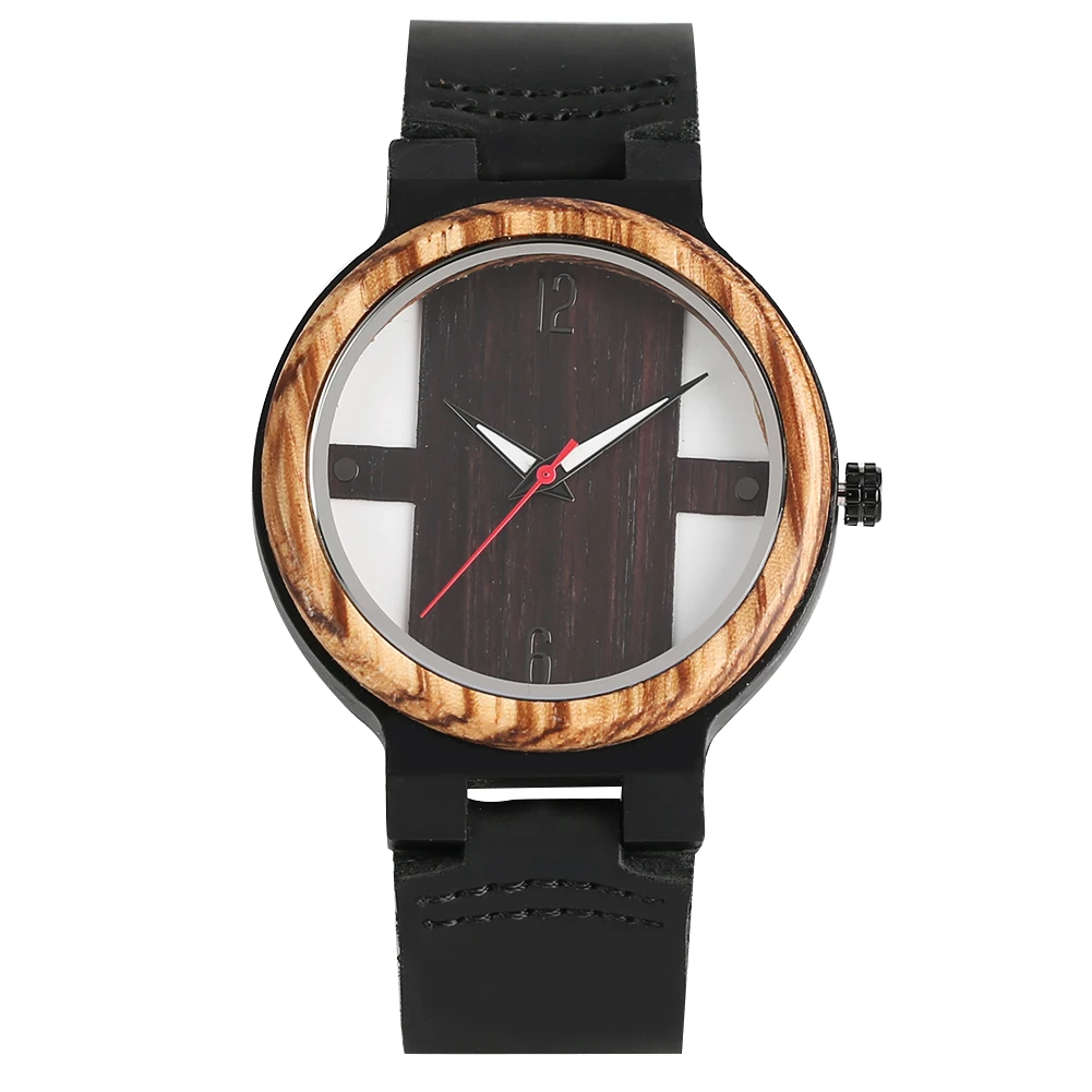 leather band 2 Часы ручной работы из натурального кварца и дерева уникальный дисплей циферблат часы из натуральной кожи ремешок часы для мужчин Топ Роскошные подарки Прямая поставка - Цвет: leather band 2
