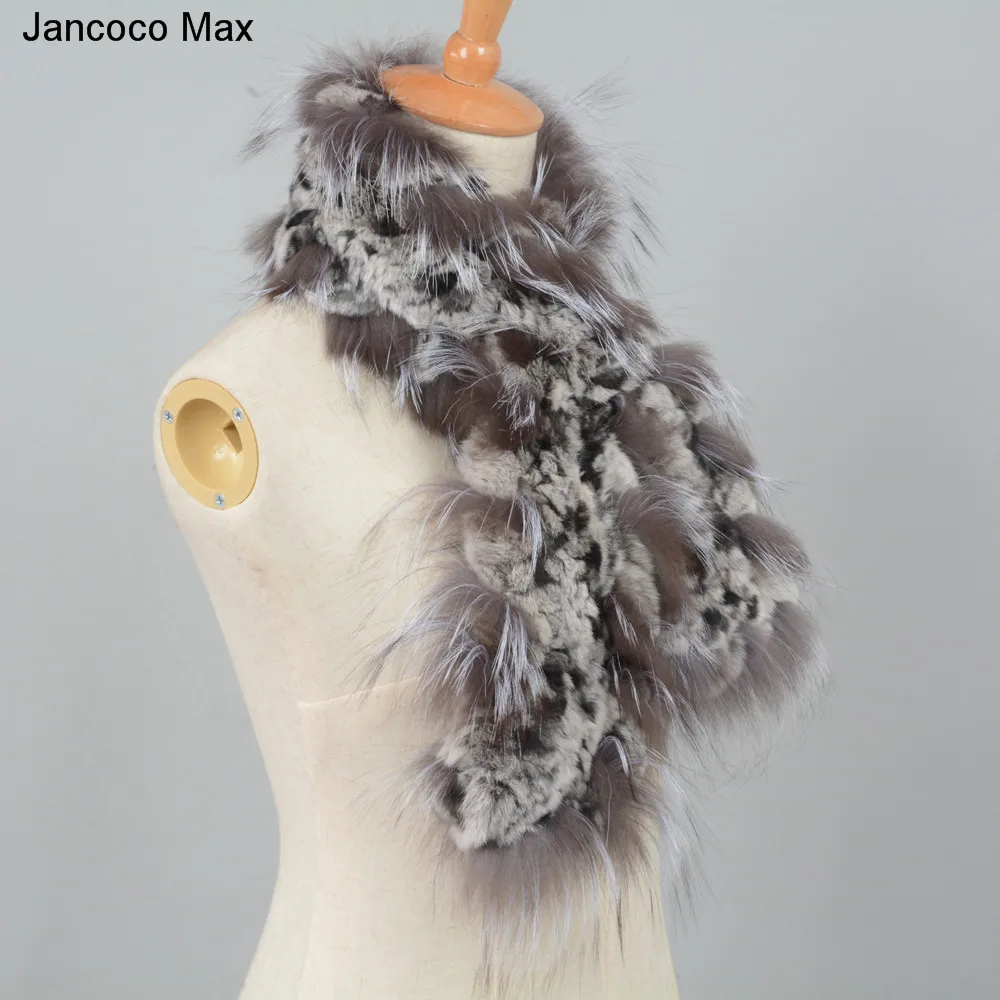 Jancoco Max новое поступление настоящий мех кролика и настоящий Лисий мех шарф женские модные стильные шали Осень Зима Глушитель S7179