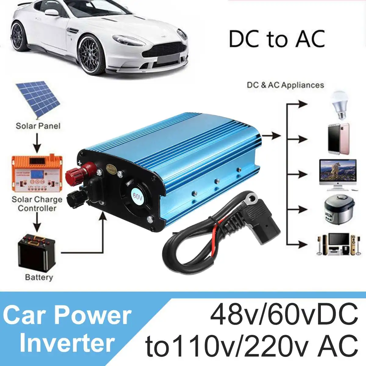 3000W DC 12 V/24 V/48 V/60 V до 220V Солнечный Мощность инвертор модифицированный синусоидный инвентор с Мощность конвертер