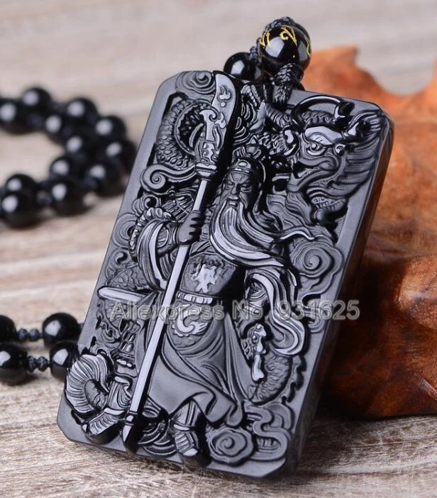 Красивый китайский ручной работы натуральный черный Обсидиан Резной меч