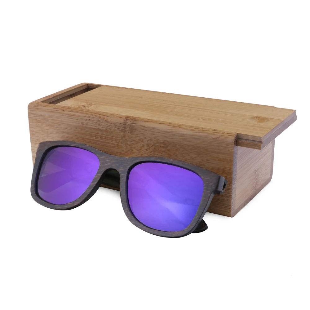 BerWer Bamboo солнцезащитные очки мужские высокого качества UV400 Защита Модные бамбуковые солнцезащитные очки женские дизайнерские очки - Цвет линз: purple lens withcase