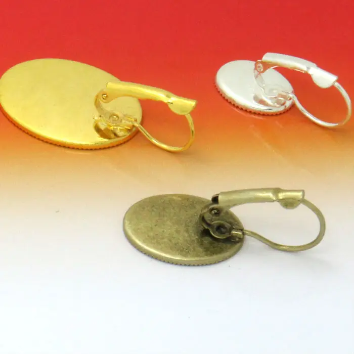10pcs Hook Earring 18*25MM Silver/Gold/Antique Bronze Ear Hook Teeth Edge with Setting Tray for Glass Cabochons/Bezel