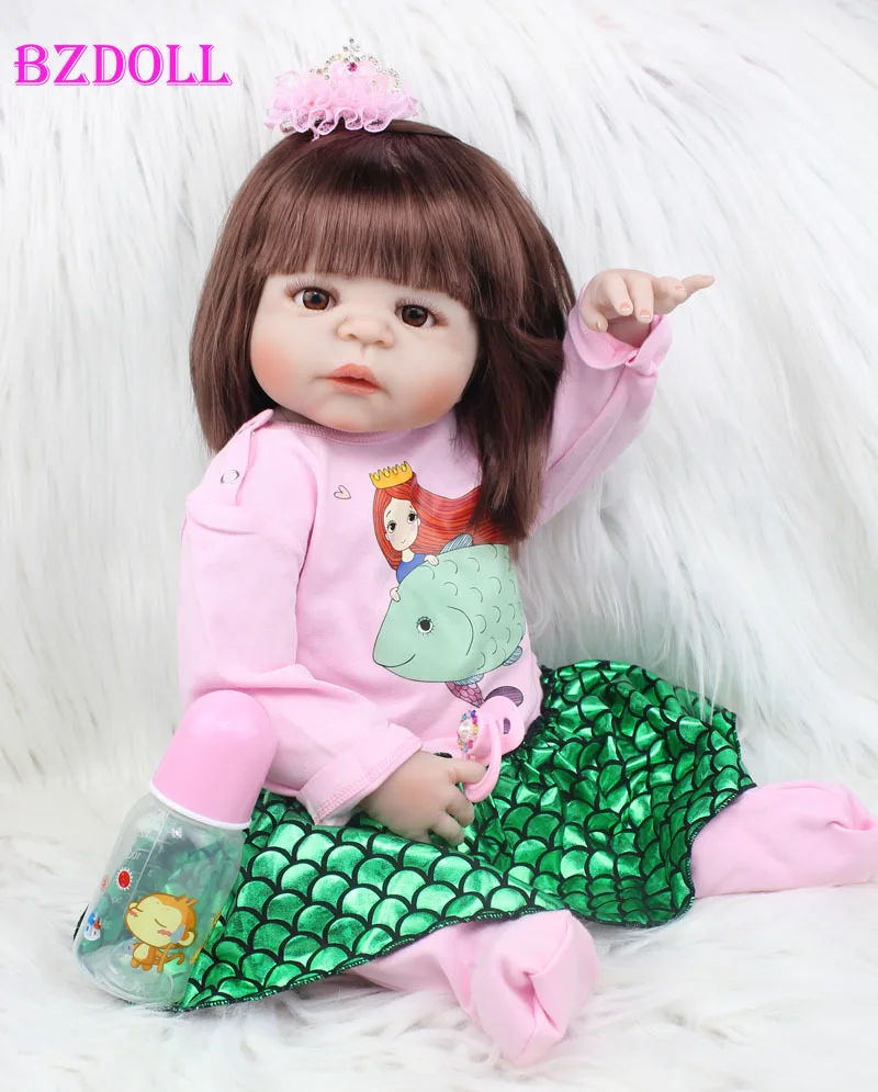 55 см полный корпус силиконовый реборн девочка кукла реалистичные 22 дюймов