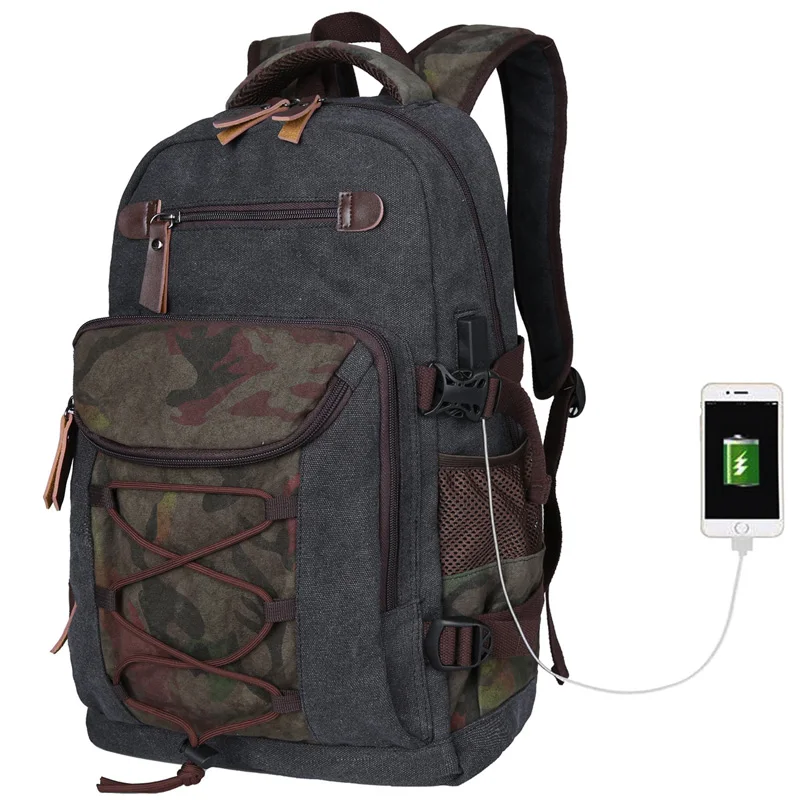 Рюкзак мужской винтажный унисекс Повседневный 17 дюймов для ноутбука брезентовый