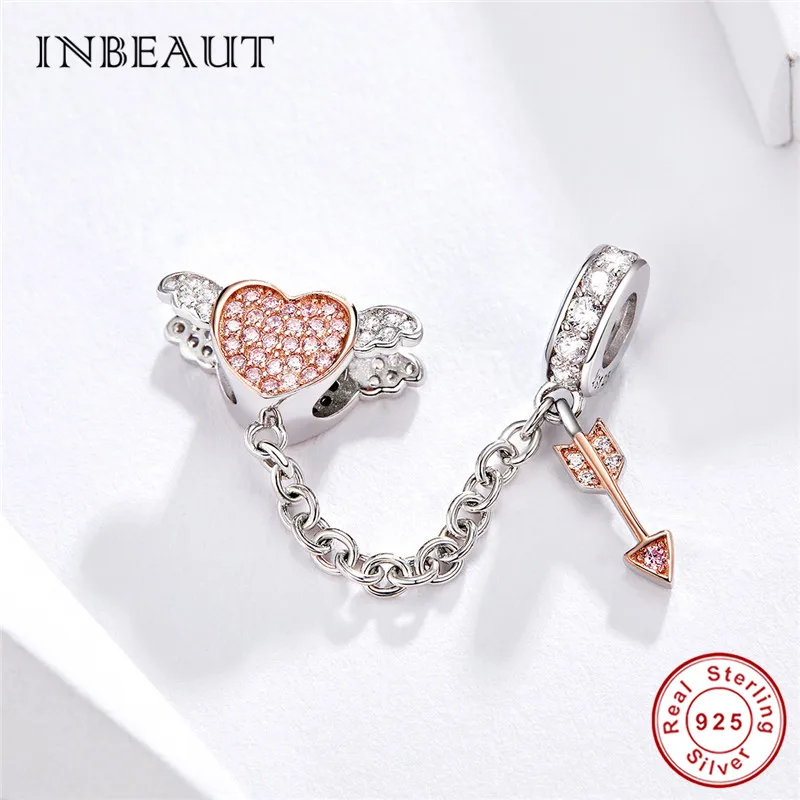 INBEAUT 100% 925 пробы серебряные бусины для безопасной цепочки в виде любящего ангела