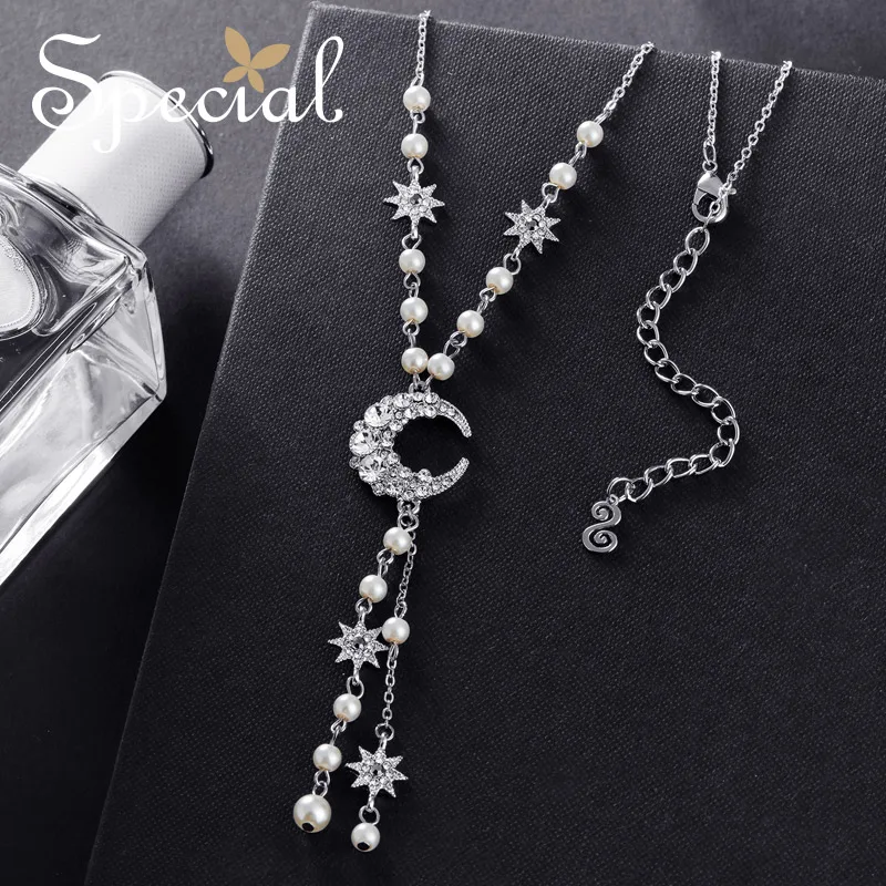 Special Fashion Moon &amp Star Maxi Necklace Vintage Tassel Necklaces Pendants Pearls Trendy Jewelry Gifts for Women S2752N | Украшения и