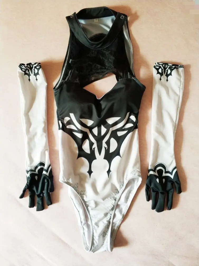

New GAME NieR Automata figure 2B Fanart Swimsuit Sexy Lycra Bikini New fashion cosplay costume Halloween Bikini Gloves eye mask